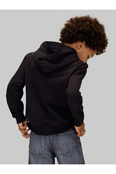 Calvin Klein Boys Black Youth Pocket Detail Pullover Hoodie