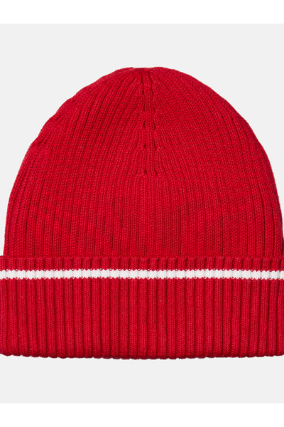 Calvin Klein Calvin Klein Men Red Patch Rib Cotton Cashmere Blend Beanie