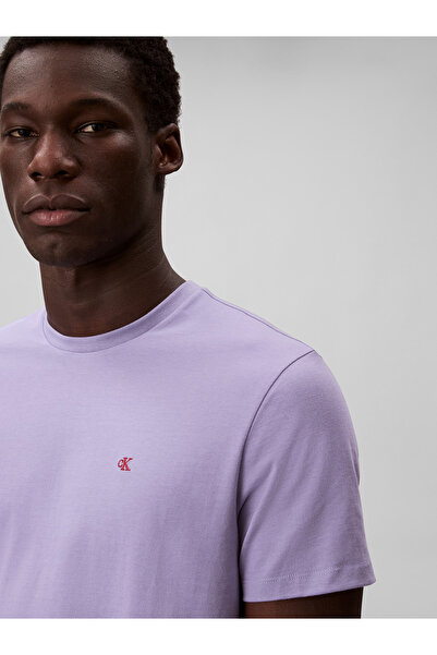 Calvin Klein Men Purple Classic Monogram Crew Neck T-Shirt