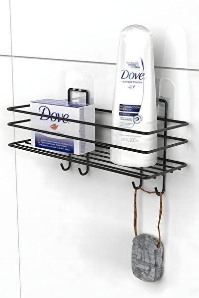 Patulya Aksesuar Suport de baie adeziv cu 4 cârlige Suport pentru șampon de b...