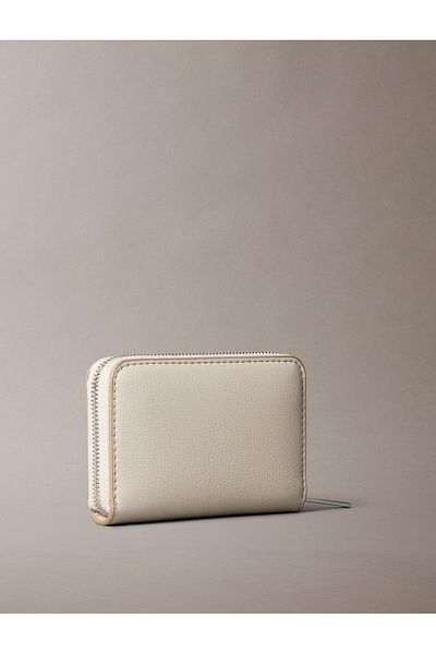 Calvin Klein Women Beige Foil Logo Square Medium Zip Wallet