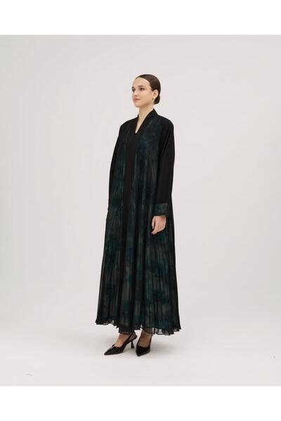 SOROSE SA Barbie Cloche Abaya with Wrap Design and Inverted Sleeves - Black with Chiffon Covered Floral Lining