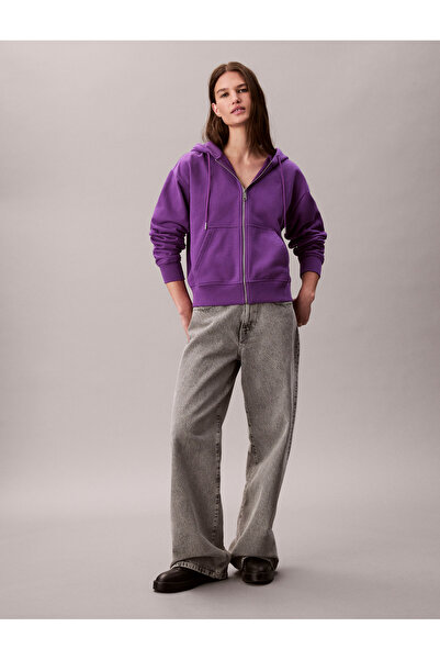 Calvin Klein Calvin Klein Women Purple Cotton Terry Zip Up Hoodie