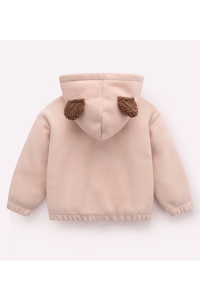 SAPS Bunny Patched Full Sleeves Hooded Jacket - Beige/Brown