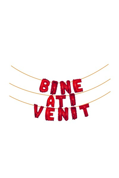 SDX Market Red Metallic Foil Balloons, Mirific Party, "WELCOME", 6 m x 45 cm, Red