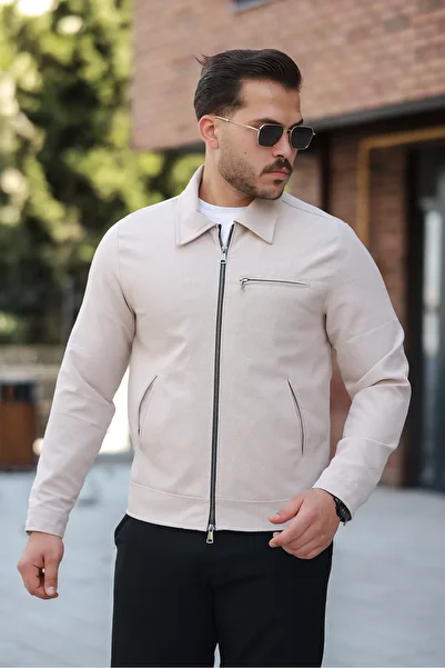Renvo butik Men's Zippered Black Jacket Suitable for Daily Combinations