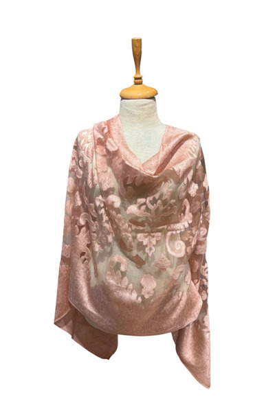 fiore fashion 2-Piece Organza Shawl 170*70 Women's Shawl (White-Gray and Powder)