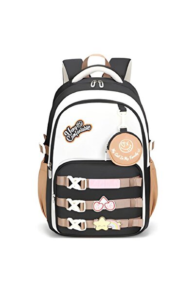 MUGGLE Rucsac școlar Very Comfort cu 3 compartimente, negru-maro (MU-1742)
