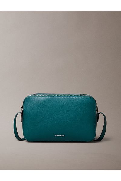 Calvin Klein Women Maya Blue/Dark Sky Turquoise Foil Logo Elongated Camera Bag