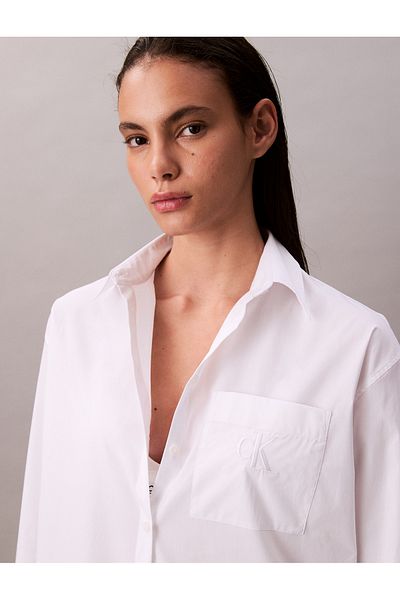 Calvin Klein Women Brilliant White Relaxed Cotton Poplin Shirt