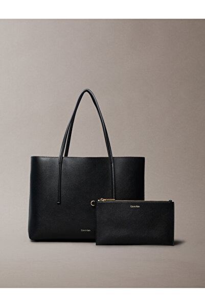 Calvin Klein Calvin Klein Women Black Foil Logo Small Tote Bag