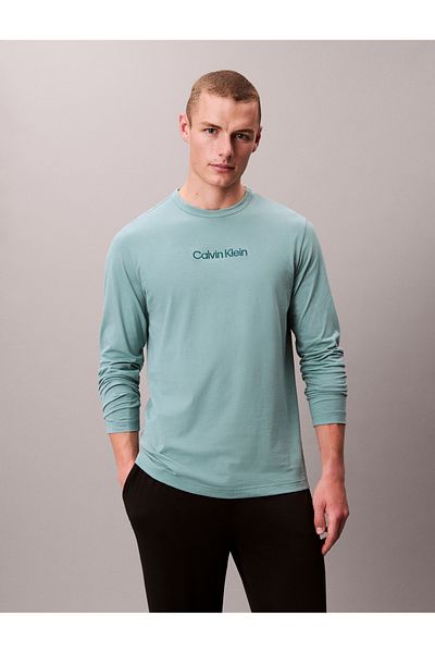 Calvin Klein Men Trellis Long Sleeve Crew Neck Cotton Pyjama Top