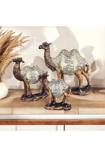 77 Dekoratif Deve Biblo 3’lü Set, Polyester Süs Objeleri, Ev ve Ofis Aksesuar...