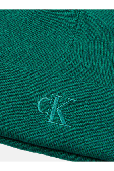 Calvin Klein Men Green Signature Logo Fine Rib Beanie
