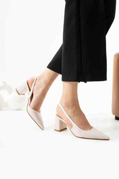 TubiBella Cream Colored Square Heeled Satin Stiletto