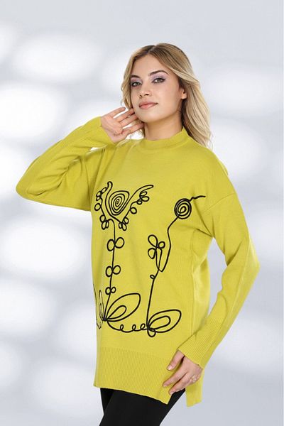 NEWCO Comfortable Fit Stylish Patterned Knitwear Long Sweater Modern and Elegant Appearance