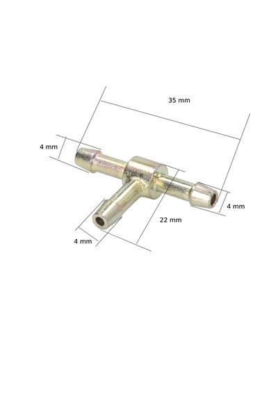 PAA-auto Metal tee for fuel hose with a diameter of 4 mm 4x4x4 mm