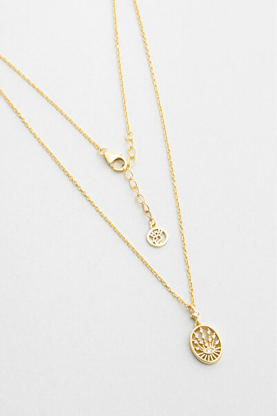 So CHIC... Hitit Tanrıçası 18 Ayar Sarı Altın Kaplama 45 Cm Gümüş Minimal Kolye
