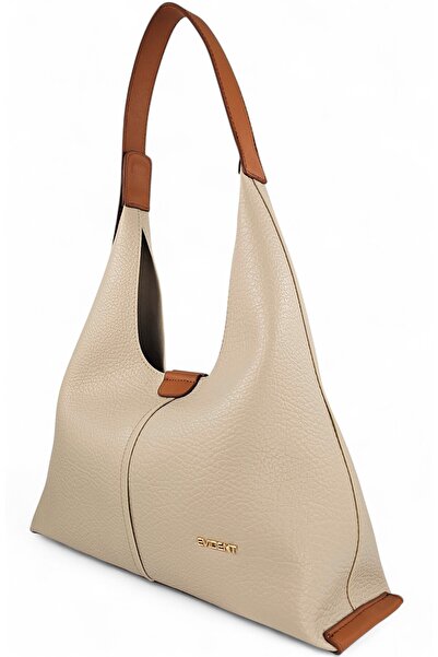 Evident Soft Textured Women's Shoulder Bag with Sand Beige Puppy Adjustable Lock Strap