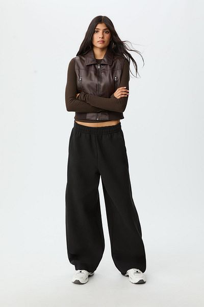 Stradivarius Leather effect waistcoat with zips