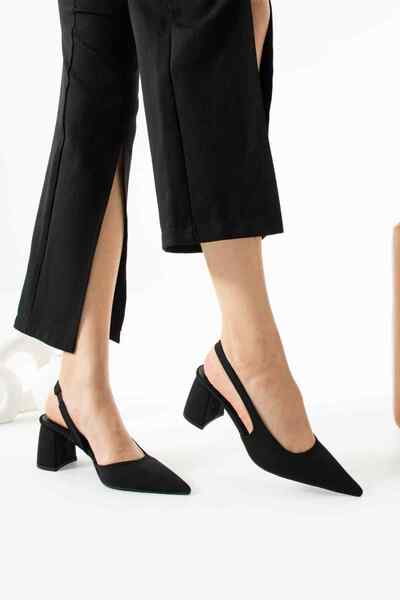 TubiBella Black Colored Square Heeled Suede Stiletto