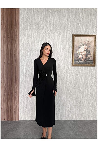 ESRAHELVACI V-Neck Dress with Metal Accessories