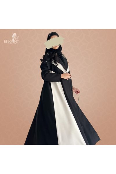 elegant hijab Formal crepe abaya with elegant V-neck design