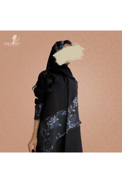 elegant hijab Floral touch abaya crepe with chiffon
