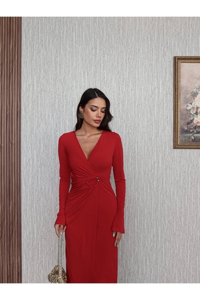 ESRAHELVACI V-Neck Dress with Metal Accessories