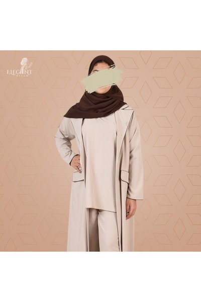 elegant hijab Women's Beige 3-Piece Suit