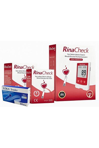 Rina Check Şeker Diabet Ölçüm Cihazı + 2 Kutu Strip (100 ADET) + 50 ADET Lanset