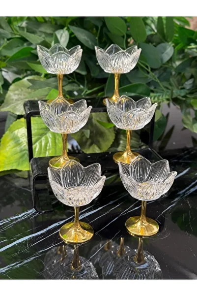 GONCAEV Gold Footed Glass Lotus Candy Bowl Coffee Sugar Bowl