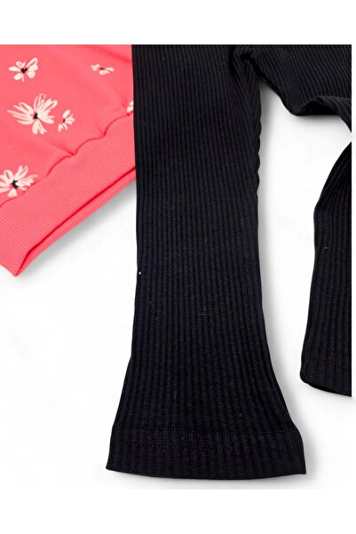 Egelite Girls Seasonal 2-3-4-5-6-7-8-9-10 Years Old Ribbed Leggings Floral Printed Tracksuit Set