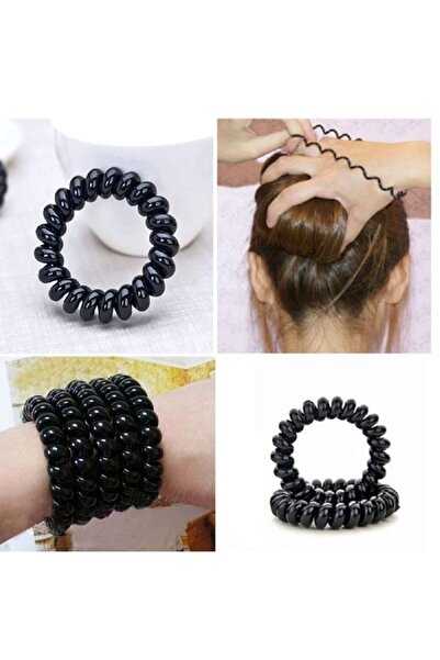 ella'nın çarşısı Siyah Renk İnce ve Kalın Makarna Model 4lü Lastik Toka