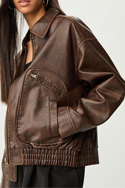 Stradivarius Suni Deri Cepli Ceket