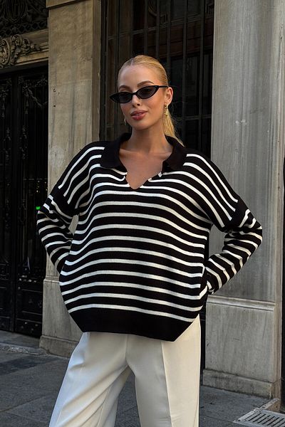 VAGGON Πλεκτό πουλόβερ Polo Neck Half Placket Oversize