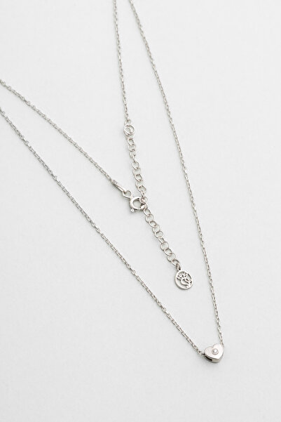 So CHIC... Little Love 18 Ayar Beyaz Altın Kaplama 42 Cm Gümüş Kolye