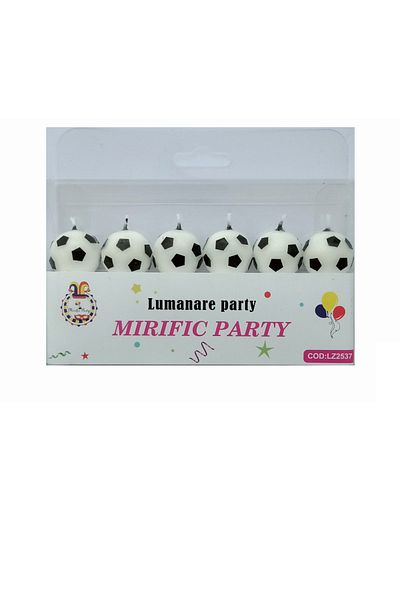 SDX Market Set of 6 birthday candles for cake, soccer ball type, 6 cm