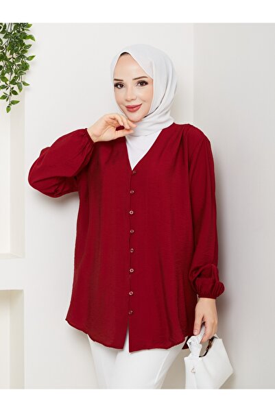 Güba Ticaret Tunica kimono cu nasturi din viscoza Aerobin Pirit