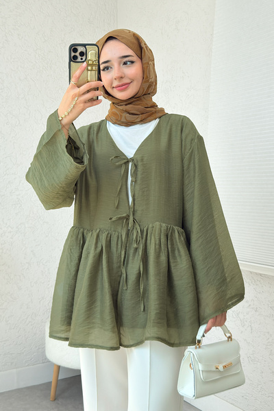 Salih Çelebi Modal Kimono with Rope Laces 2389 - Khaki