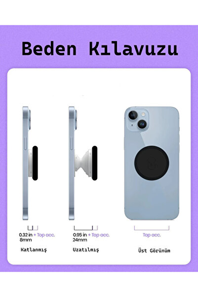 EDELFU Simli Boncuklu Sulu Popsocket – Telefon Tutucu Renkli Şekilli Stand Parmak Tutacağı