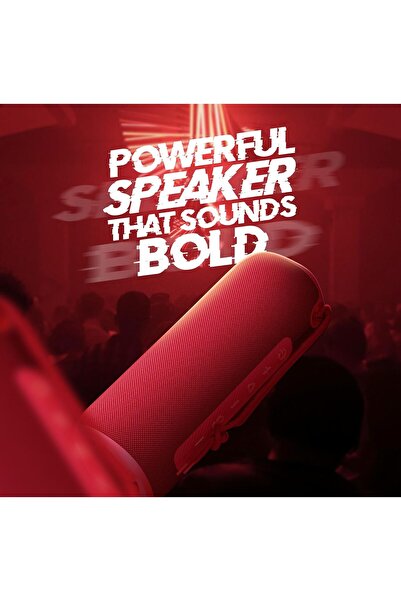 HiFuture مكبر صوت ألفا بيت ميكر اللاسلكي المحمول، مقاوم للماء IPX7، وقت تشغيل يصل إلى 12 ساعة، (أحمر)