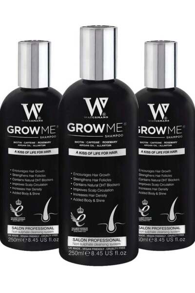 Watermans شامبو جرو مي لنمو الشعر، عبوة من 3 قطع، 250 مل