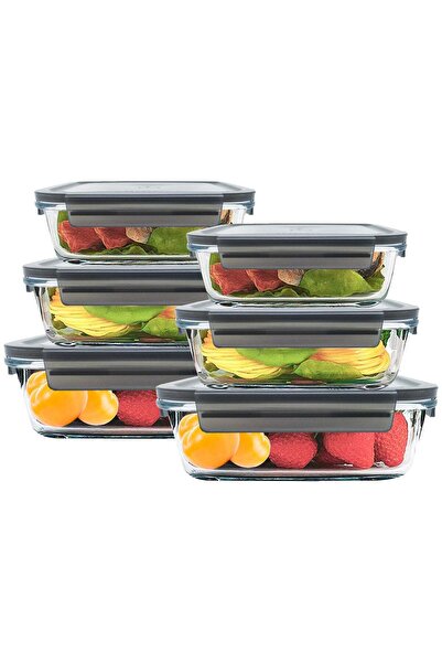 MAMATOONS عبوة من 6 حاويات زجاجية لتحضير الوجبات مع أغطية قفل مانعة للتسرب