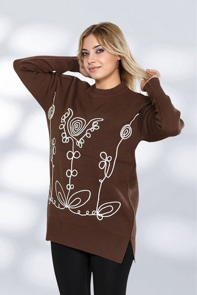 NEWCO Comfortable Fit Stylish Patterned Knitwear Long Sweater Modern and Elegant Appearance