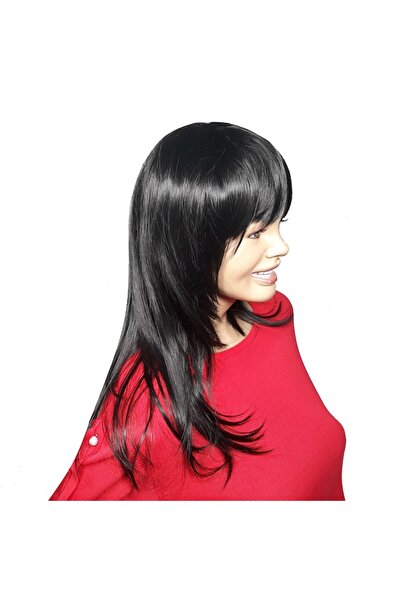 L-line fashion Peruca dama, fibra sintetica, cu aspect , negru stins 2, lunga