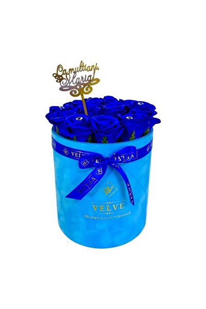 velve Aranjament Crystal Beauty, 15 soap roses, cristale,cutie catifea, toppe...