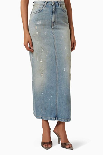 Acne Studios Light Blue Denim Skirt - Distressed Detail, 60% Cotton 40% Lyoce...