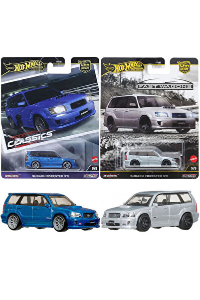 HOT WHEELS Premium Subaru Set - Subaru Forester STI Mavi & Gri (1/64)