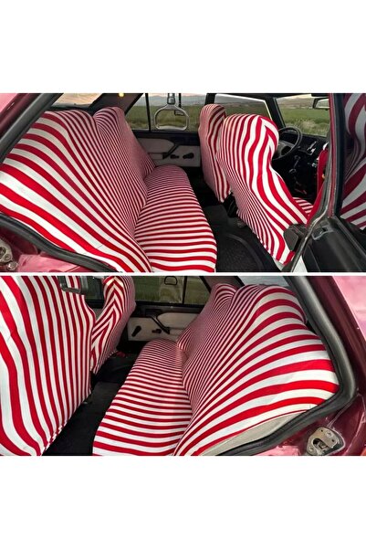 VEMAKS Oto Koltuk Kılıfı Servis Kılıfı Zebra Kırmızı Beyaz Üniversal